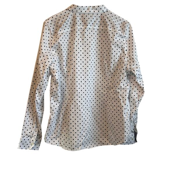 Chaps Women Top 2X Polka Dot‎ Cotton Button Up Coastal Preppy Travel Office - Picture 3 of 11